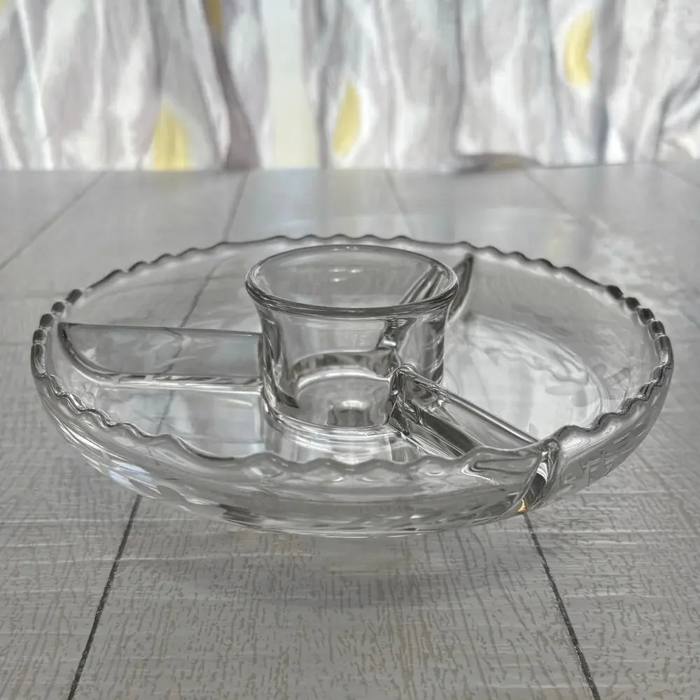 Replacement Glass Divided Serving Tray for Threaded Stand
